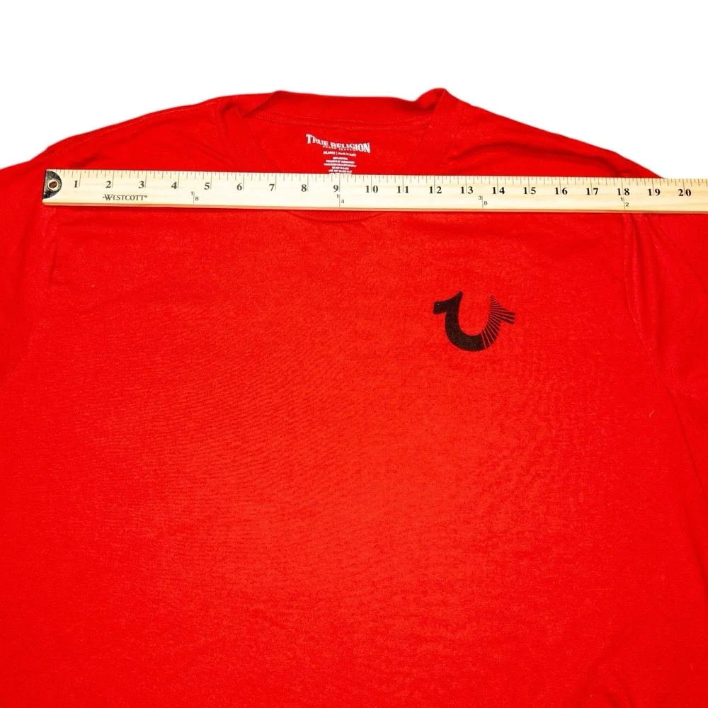 True Religion World Tour Red‎ T Shirt Mens XXL Rhinestones Streetwear Western